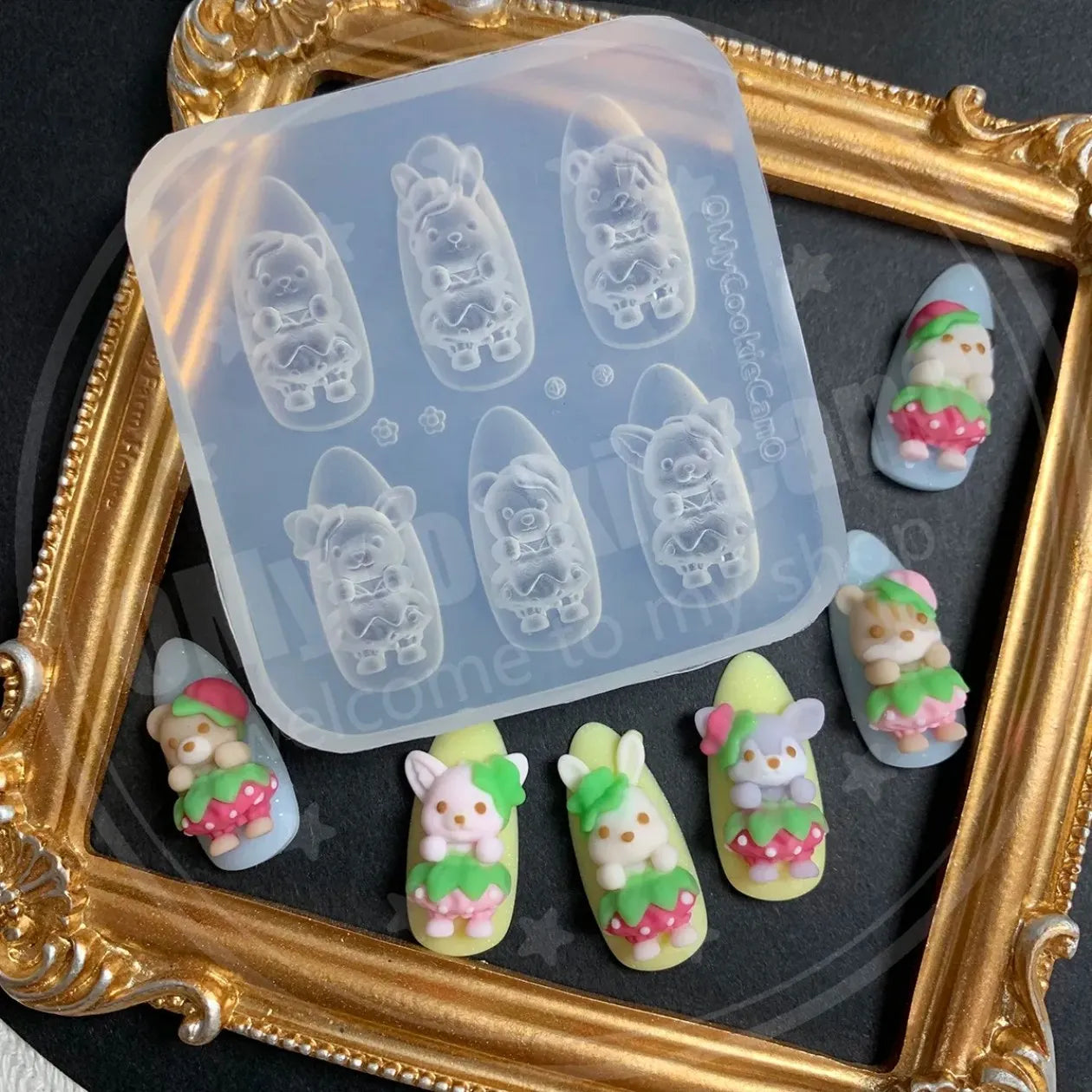 1pc Ice Cream Strawberry Cream Cookie Witch 3D Acrylic Mold Nail Art Decorations Cat DIY Design Silicone Nail Art Nails Mold