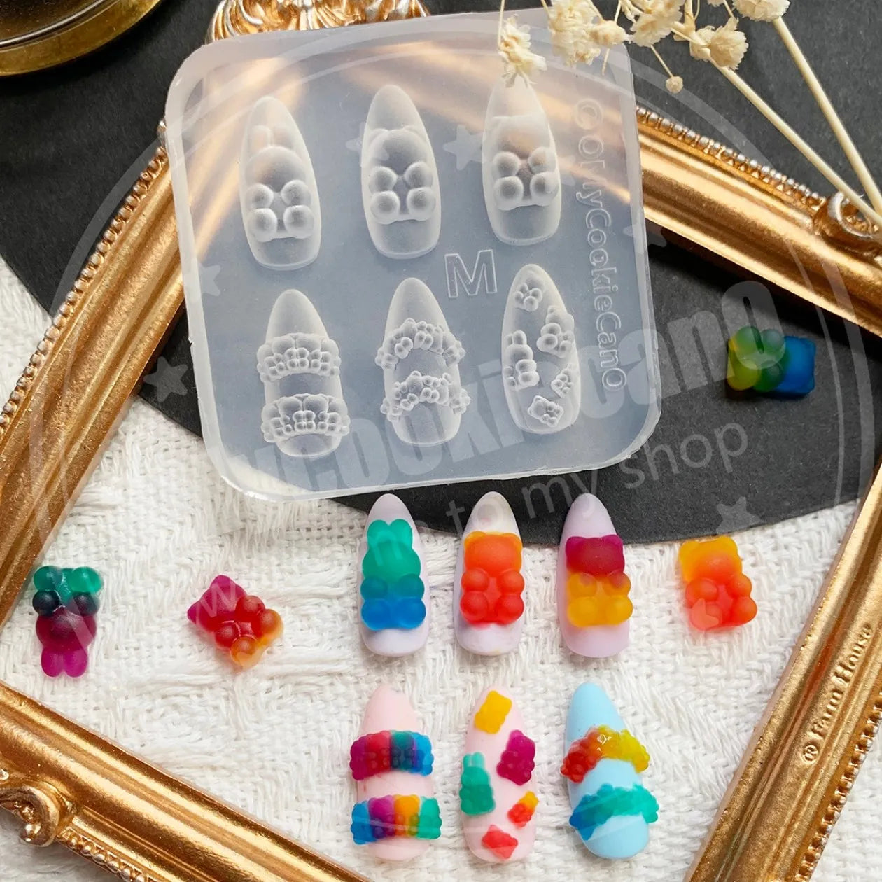 1pc Ice Cream Strawberry Cream Cookie Witch 3D Acrylic Mold Nail Art Decorations Cat DIY Design Silicone Nail Art Nails Mold