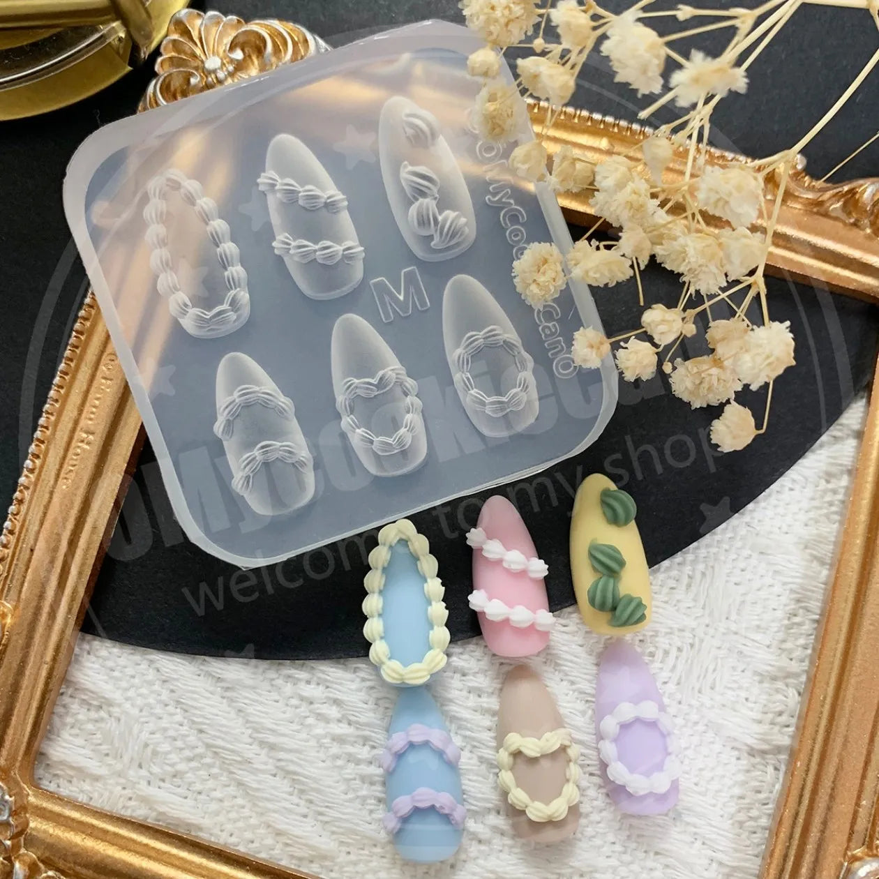 1pc Ice Cream Strawberry Cream Cookie Witch 3D Acrylic Mold Nail Art Decorations Cat DIY Design Silicone Nail Art Nails Mold