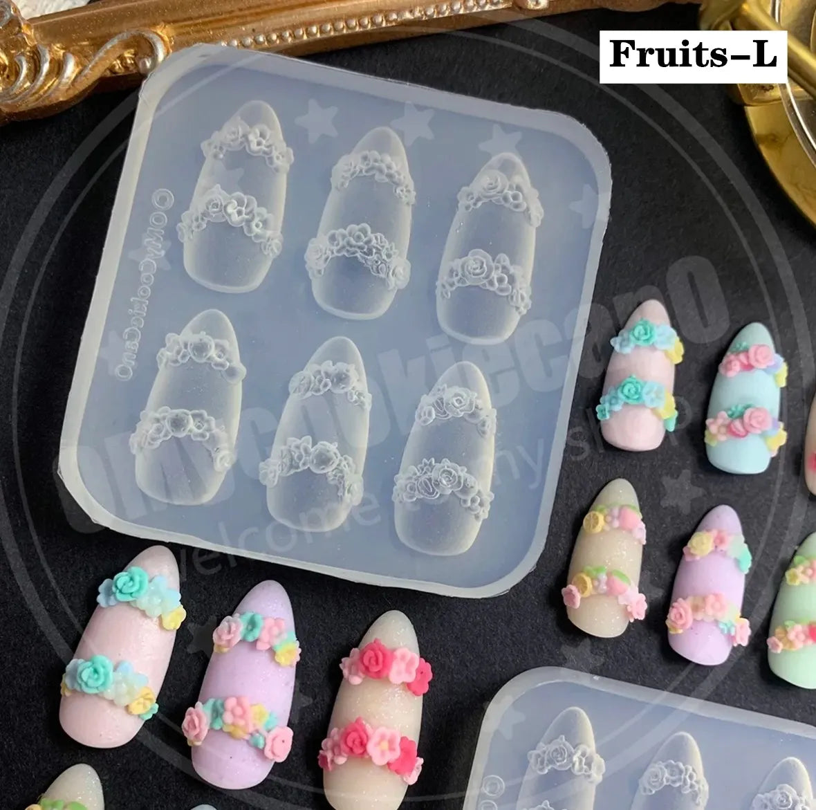 1pc Ice Cream Strawberry Cream Cookie Witch 3D Acrylic Mold Nail Art Decorations Cat DIY Design Silicone Nail Art Nails Mold