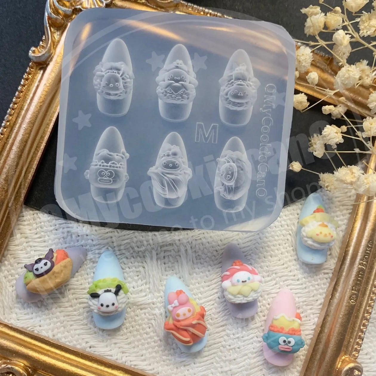 1pc Ice Cream Strawberry Cream Cookie Witch 3D Acrylic Mold Nail Art Decorations Cat DIY Design Silicone Nail Art Nails Mold