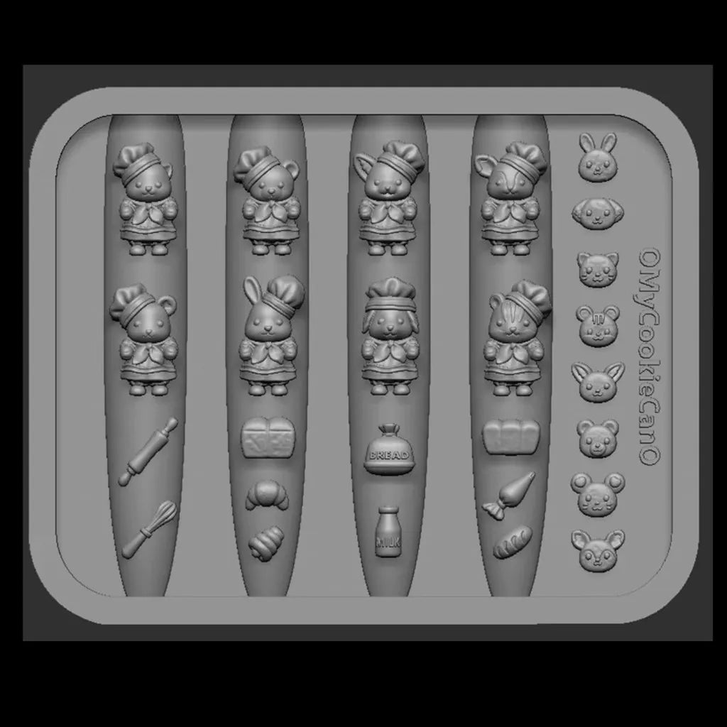 1pc Ice Cream Strawberry Cream Cookie Witch 3D Acrylic Mold Nail Art Decorations Cat DIY Design Silicone Nail Art Nails Mold