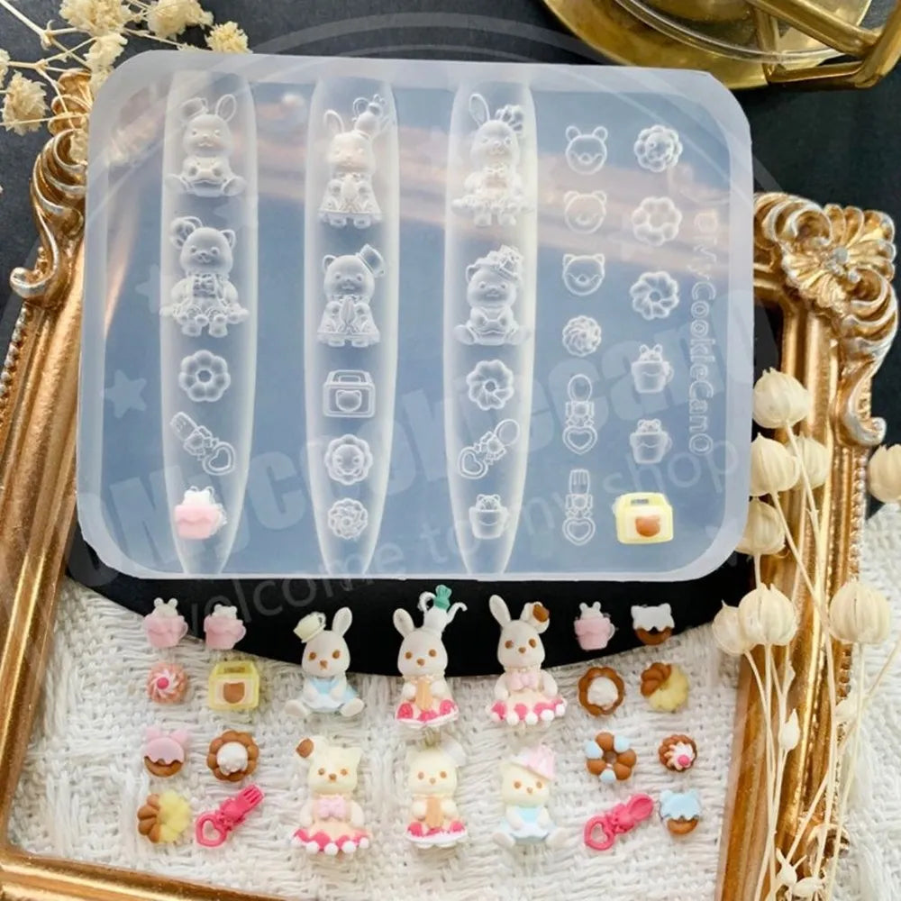 1pc Ice Cream Strawberry Cream Cookie Witch 3D Acrylic Mold Nail Art Decorations Cat DIY Design Silicone Nail Art Nails Mold