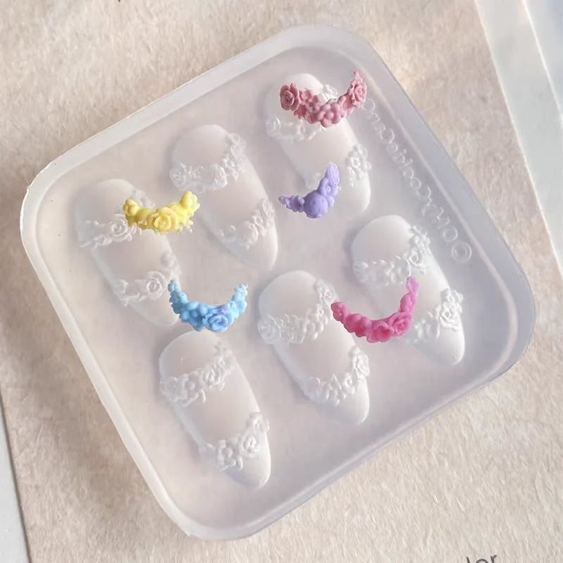 1pc Ice Cream Strawberry Cream Cookie Witch 3D Acrylic Mold Nail Art Decorations Cat DIY Design Silicone Nail Art Nails Mold