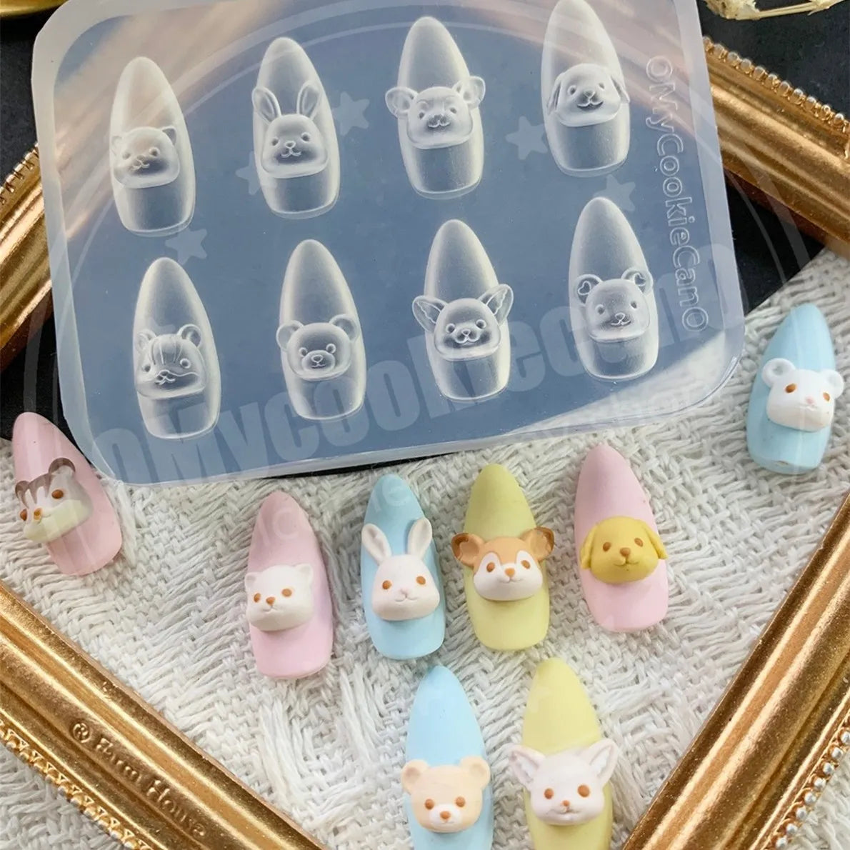 1pc Ice Cream Strawberry Cream Cookie Witch 3D Acrylic Mold Nail Art Decorations Cat DIY Design Silicone Nail Art Nails Mold