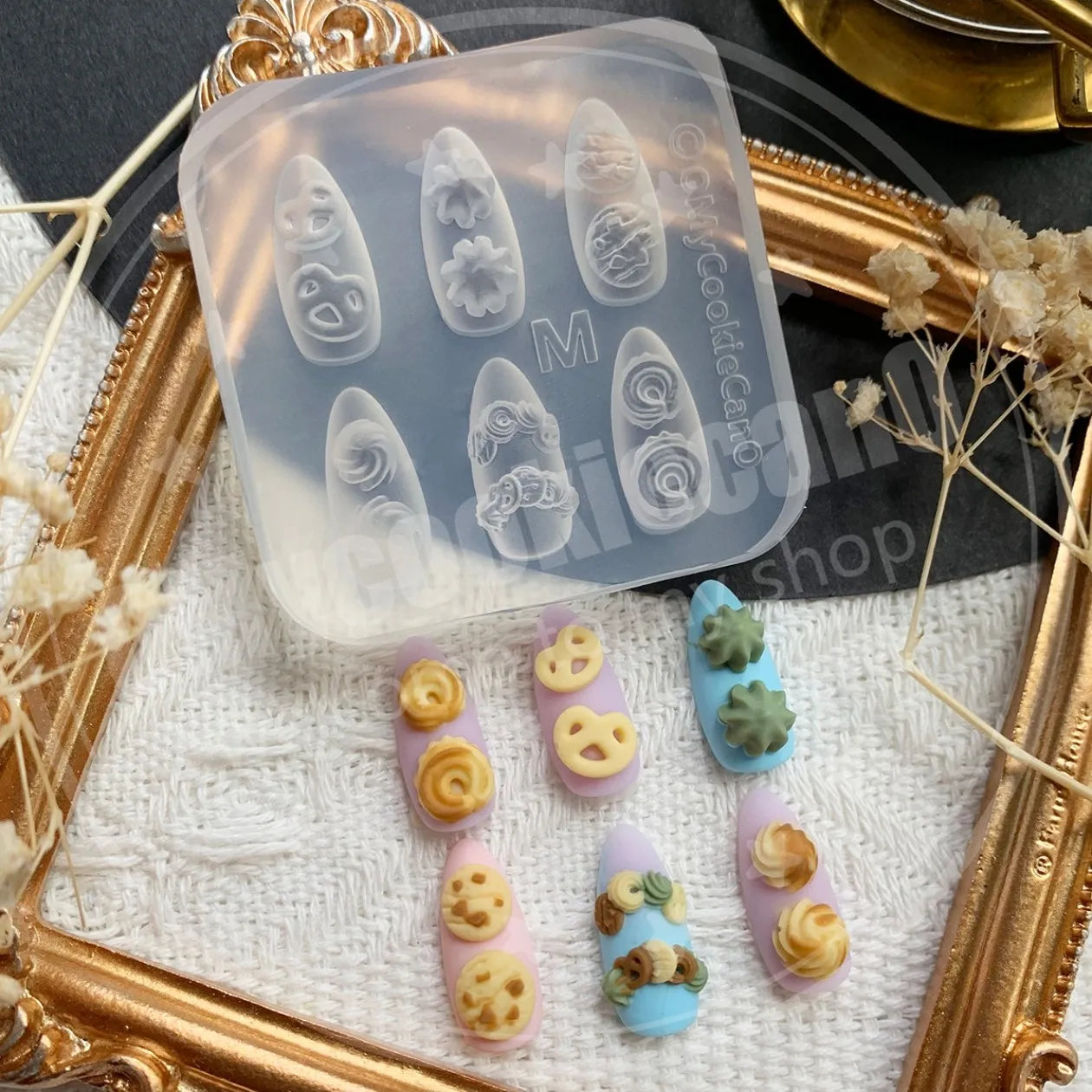 1pc Ice Cream Strawberry Cream Cookie Witch 3D Acrylic Mold Nail Art Decorations Cat DIY Design Silicone Nail Art Nails Mold