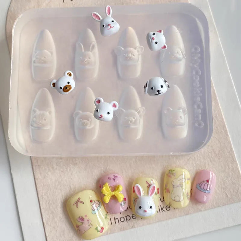 1pc Ice Cream Strawberry Cream Cookie Witch 3D Acrylic Mold Nail Art Decorations Cat DIY Design Silicone Nail Art Nails Mold