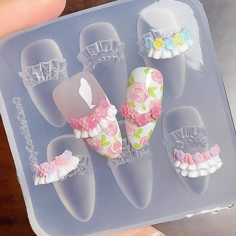 1pc Ice Cream Strawberry Cream Cookie Witch 3D Acrylic Mold Nail Art Decorations Cat DIY Design Silicone Nail Art Nails Mold