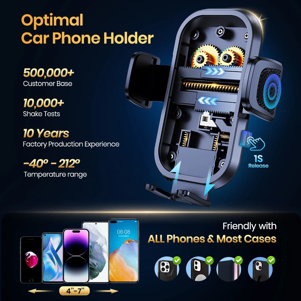 TOPK Phone Mount for Car Dashboard 360 Degree Adjustable Cell Car Phone holder with Anti-slip Silicone Clip Multi-Angles&Stable