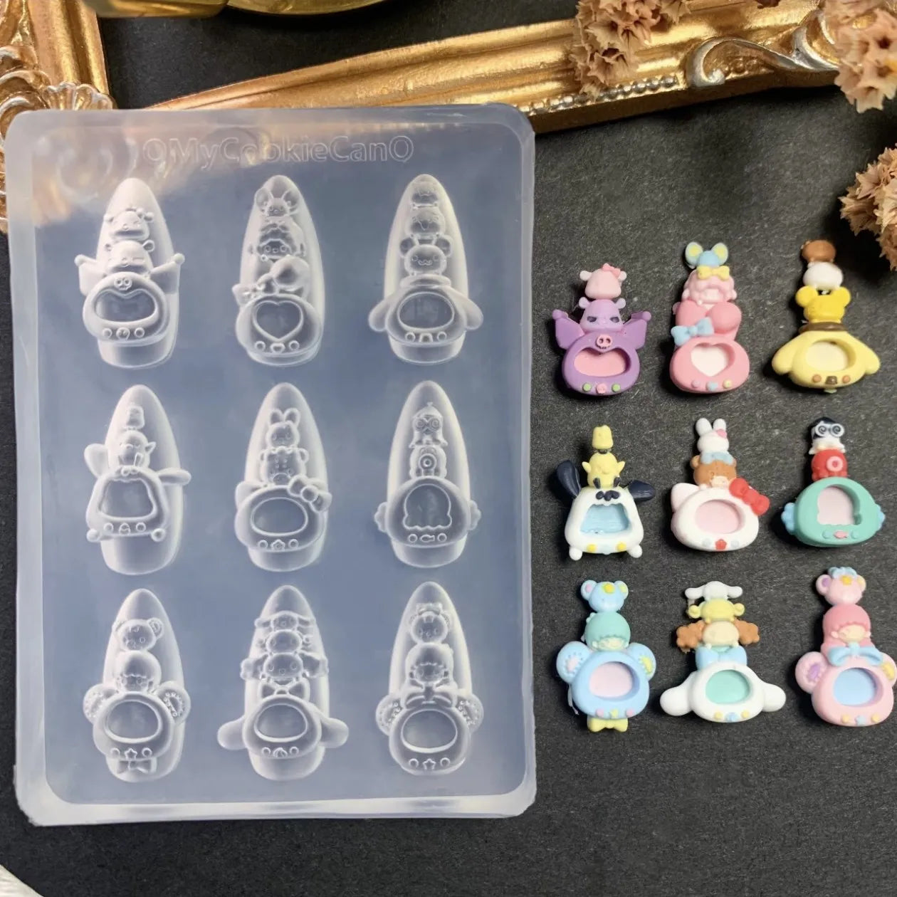 1pc Ice Cream Strawberry Cream Cookie Witch 3D Acrylic Mold Nail Art Decorations Cat DIY Design Silicone Nail Art Nails Mold