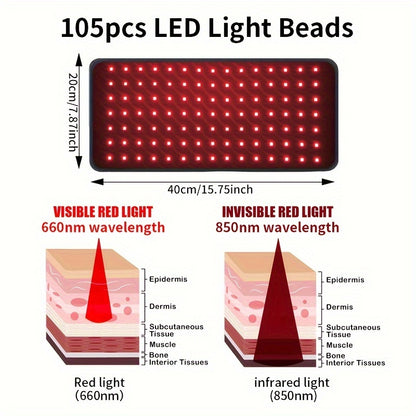 15.75inch Red Light Therapy Belt For Body 660nm 850nm Wearable Wrap Deep Near Infrared Therapy Pad With Timer Function Relax Back Shoulder Waist