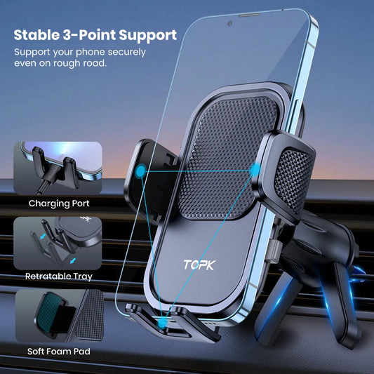 TOPK Car Phone Holder Mount for IPhone[Powerful Suction] Phone Mount for Car Dashboard Car Accessories Automobile for Smartphone