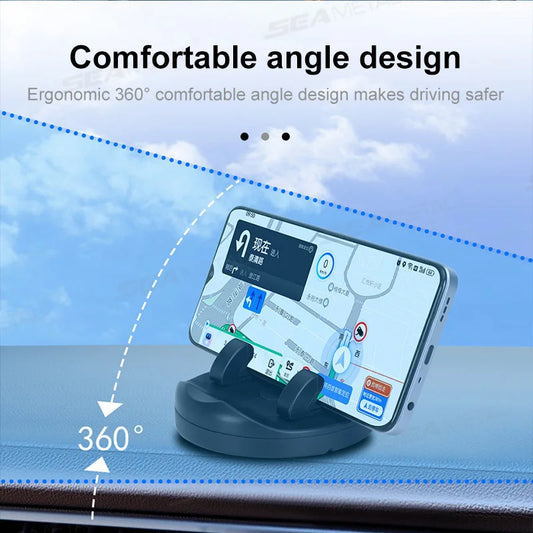 SEAMETAL Head-Up Car Phone Mount Flexible Rotation Phone Holder Stable Anti-Slip Rubber Smartphone Support Universal for 4-7 in