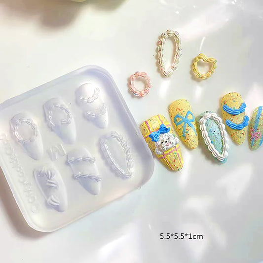 1pc Ice Cream Strawberry Cream Cookie Witch 3D Acrylic Mold  Nail Art Decorations Cat DIY Design Silicone  Nail Art  Nails  Mold
