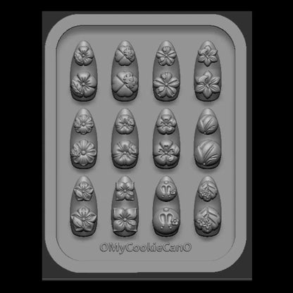 1pc Ice Cream Strawberry Cream Cookie Witch 3D Acrylic Mold  Nail Art Decorations Cat DIY Design Silicone  Nail Art  Nails  Mold