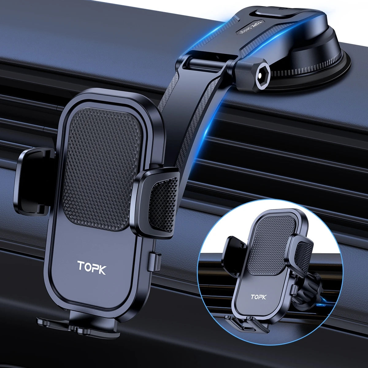 TOPK Car Phone Holder Mount for IPhone[Powerful Suction] Phone Mount for Car Dashboard Car Accessories Automobile for Smartphone