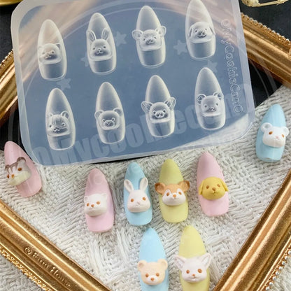 1pc Ice Cream Strawberry Cream Cookie Witch 3D Acrylic Mold  Nail Art Decorations Cat DIY Design Silicone  Nail Art  Nails  Mold